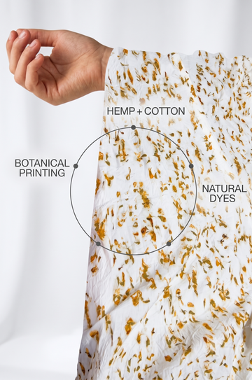 Hemp Meri eco-printed fabric — 50% Hemp / 50% Cotton, botanical printing with natural dyes