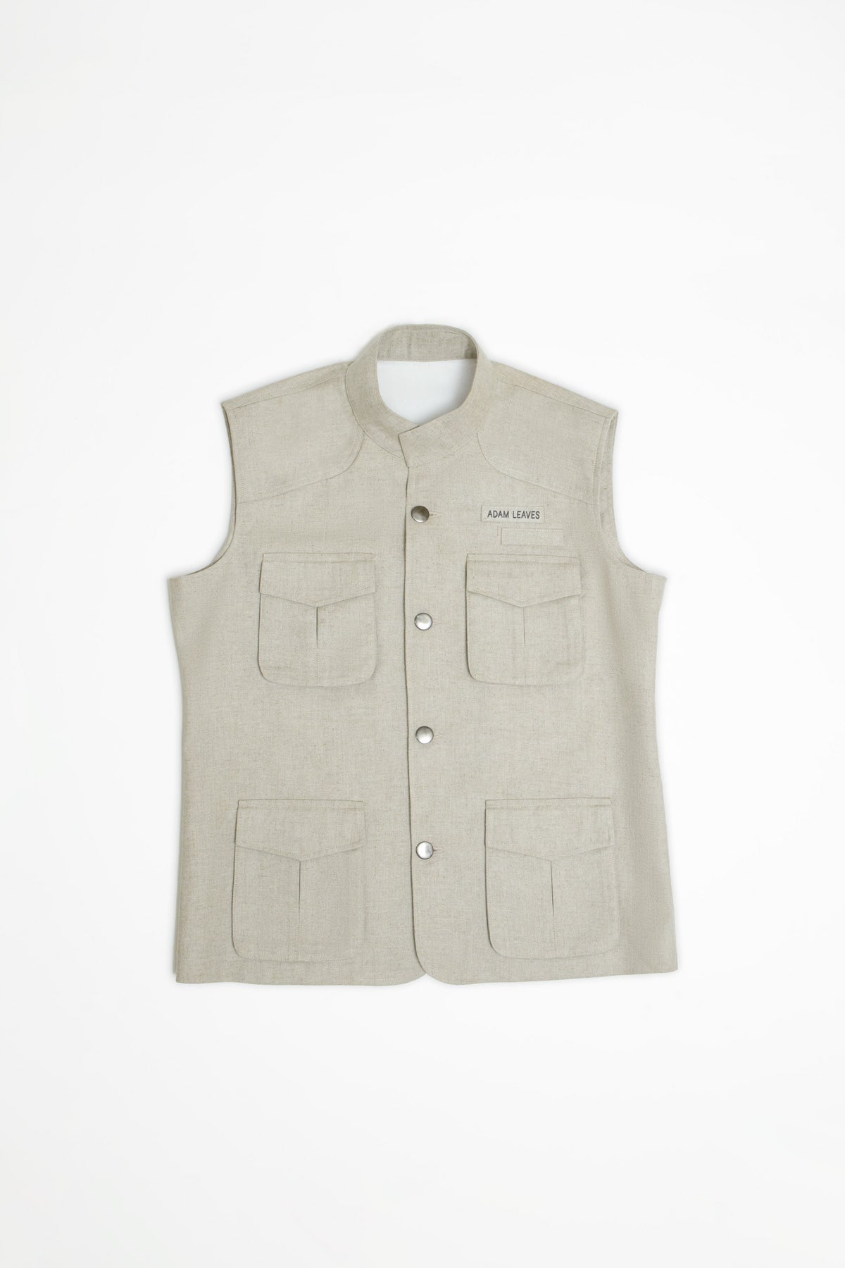 Beige vest with button closure on a white background