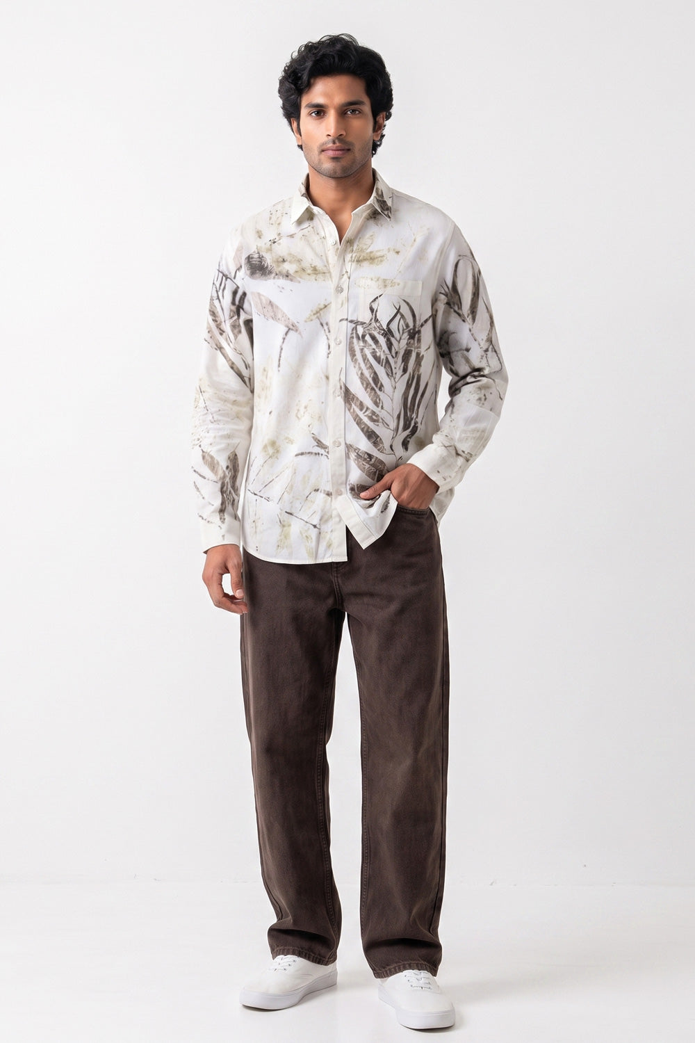 Neel-Cotton Eco-printed Shirt adamleaves