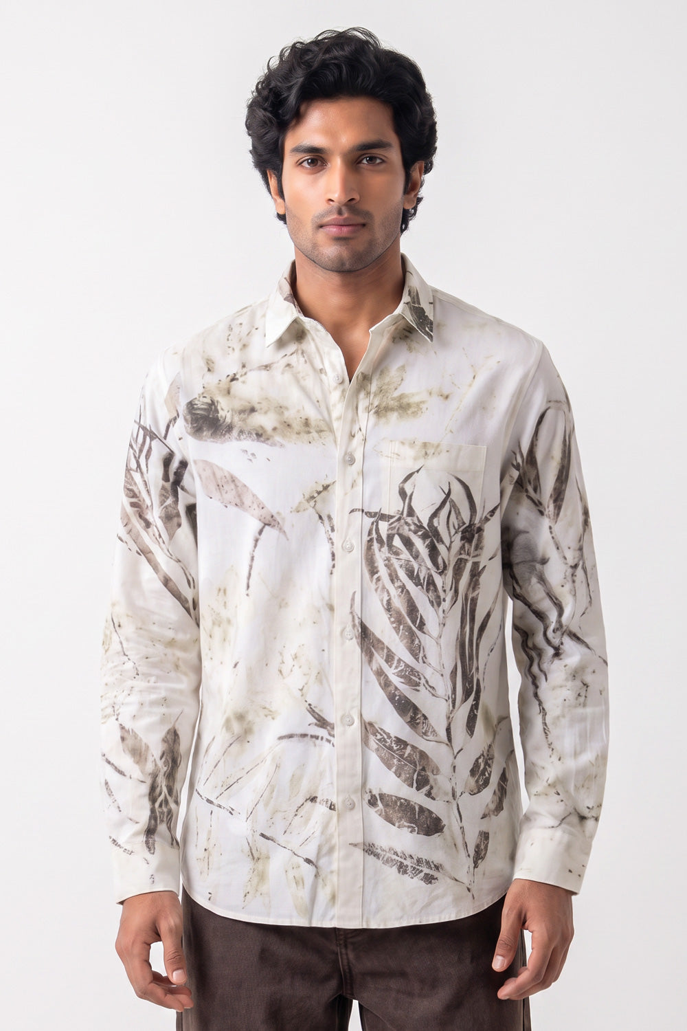 Neel-Cotton Eco-printed Shirt adamleaves