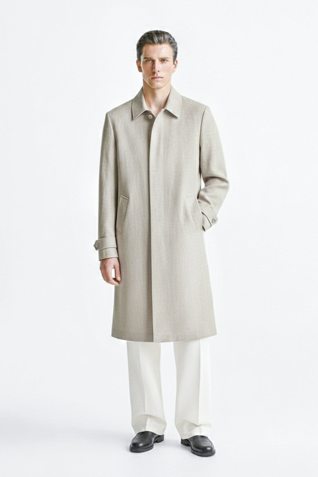 Oryn - Men's Linen Trench Coat