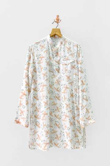 Indian ethnic white printed kurta hanging