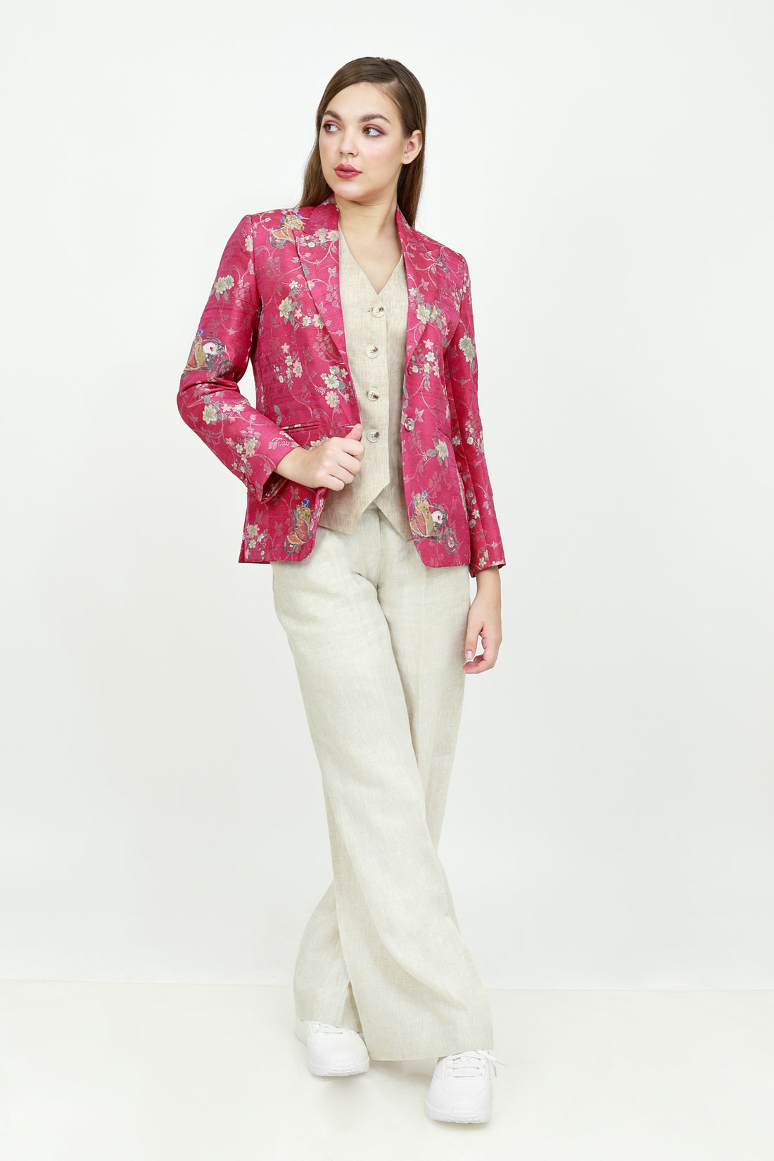 Printed women silk sustainable blazer