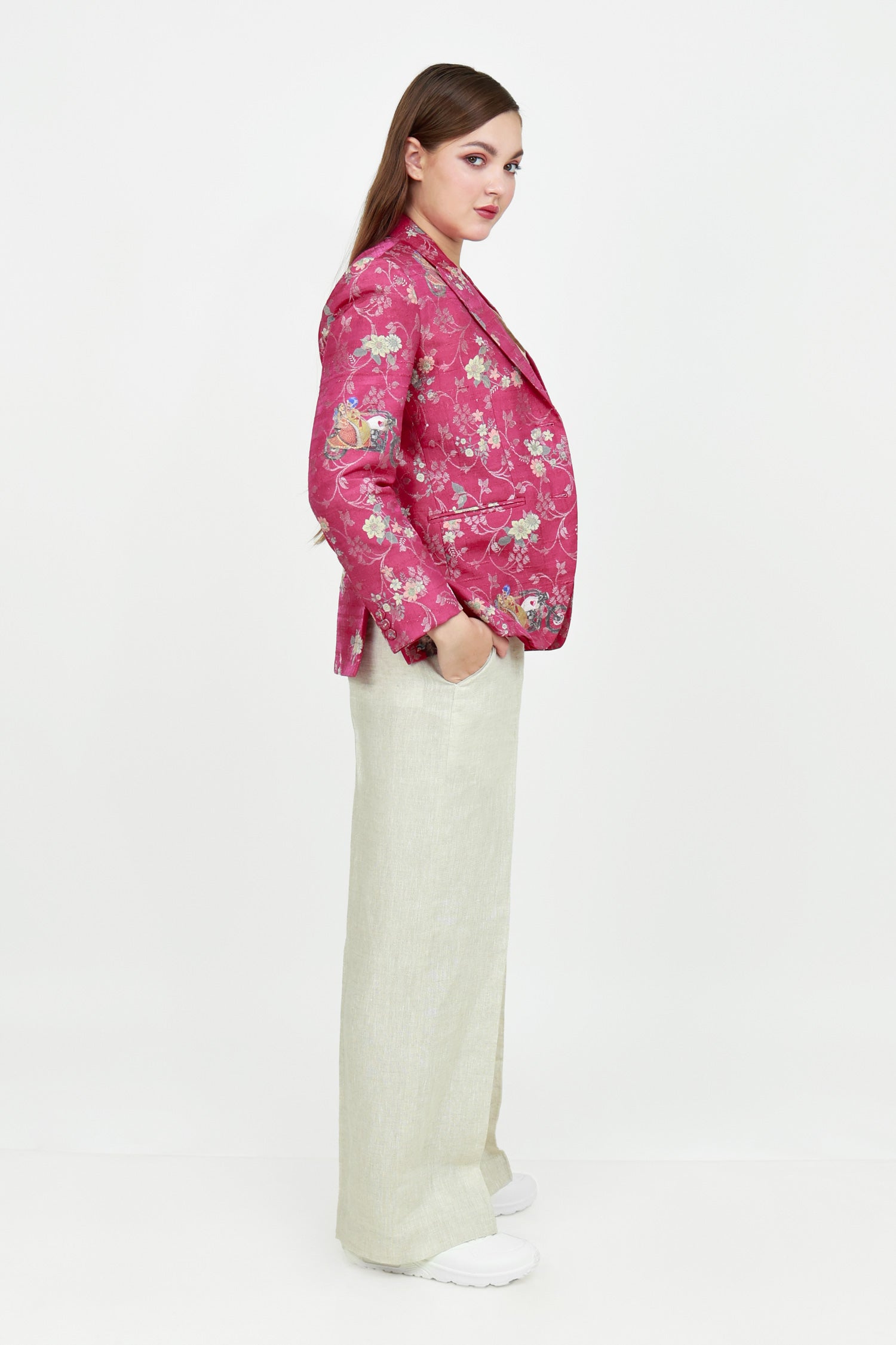 Printed women silk sustainable blazer