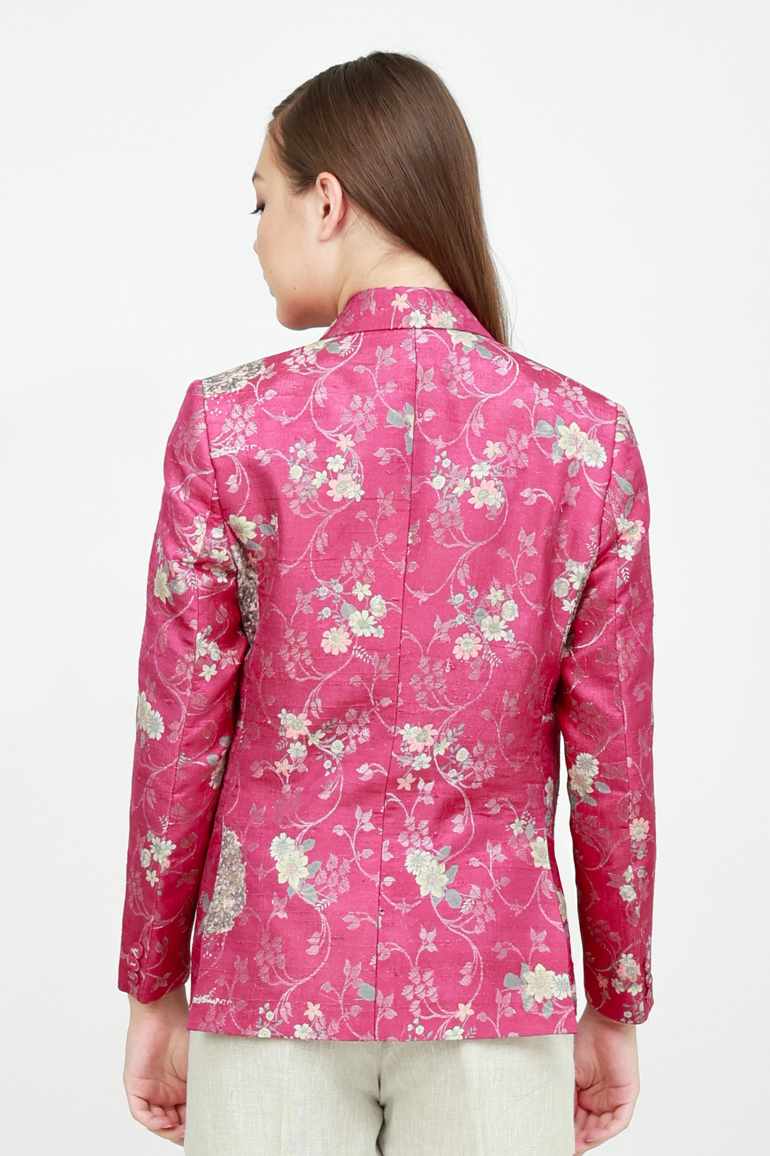 Printed women silk sustainable blazer