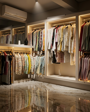 Adam Leaves contemporary store interior displaying eco-printed garments