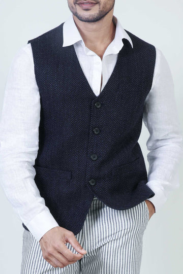 Vale - Men’s cotton herringbone vest